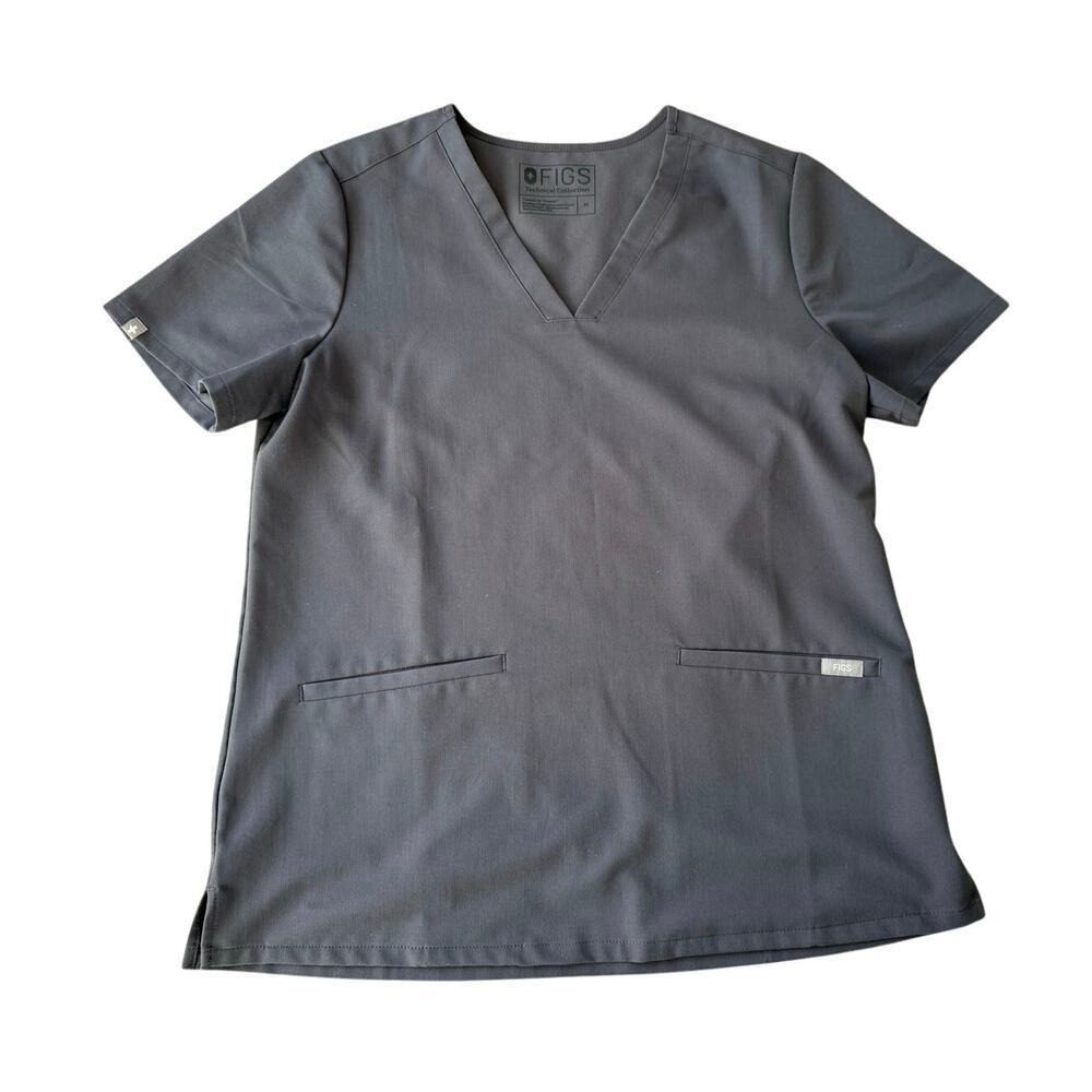 FIGS CASMA 3 pocket Scrubs Top; Technical Collection; Size M; Charcoal Gray
